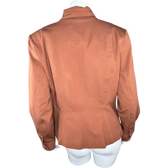 Isaac Mizrahi Live! 24/7 Stretch Zip Front Moto Jacket Cognac 10 NWOT - Picture 11 of 13